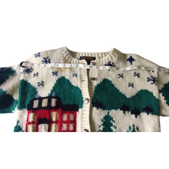 Vintage Eddie Bauer Women's Size Small Knit Village 100% Wool Cardigan Sweater - Picture 10 of 13